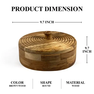 Stunning Round Wooden Masala Box Premium Polished Organizer