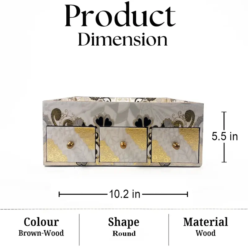 White Desk Organizer-3 Drawer-Jewelry Box (Set of 1)