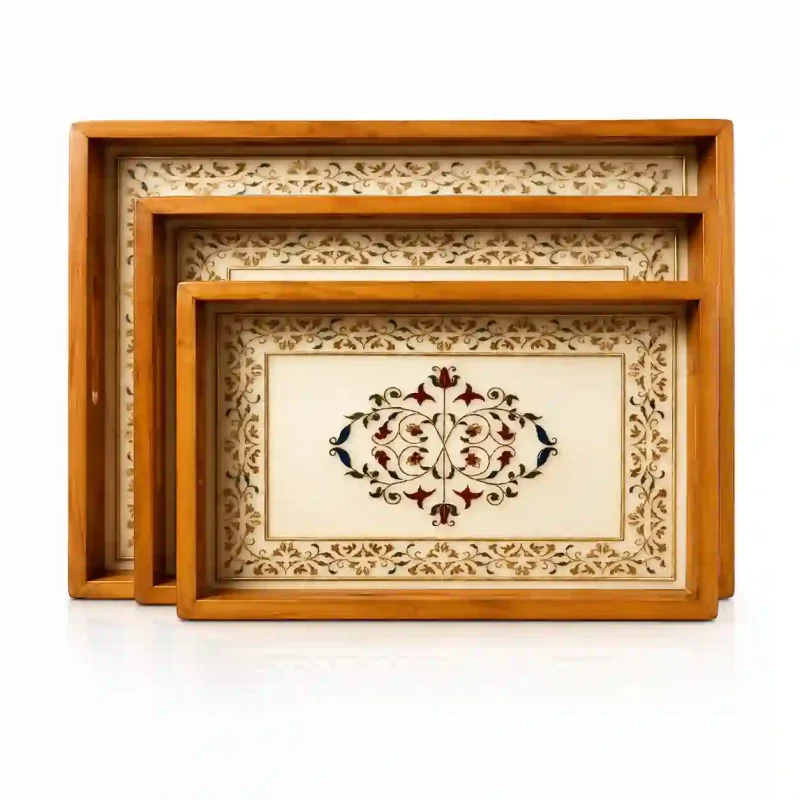 Multi-Purpose Serving Tray-3 Pieces -Wooden (Set of 1)
