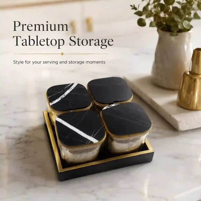 Signature Candy 4 Jars-Marble Finish (Set of 1)