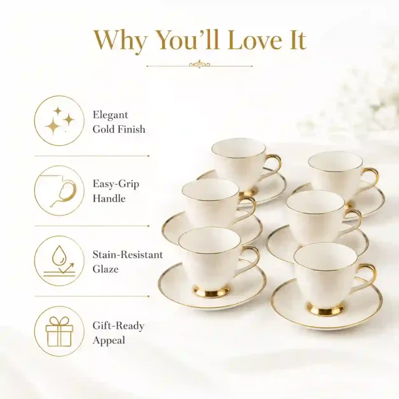 Ceramic Tea Set - 6 Pcs for Home Serving (Set of 1)