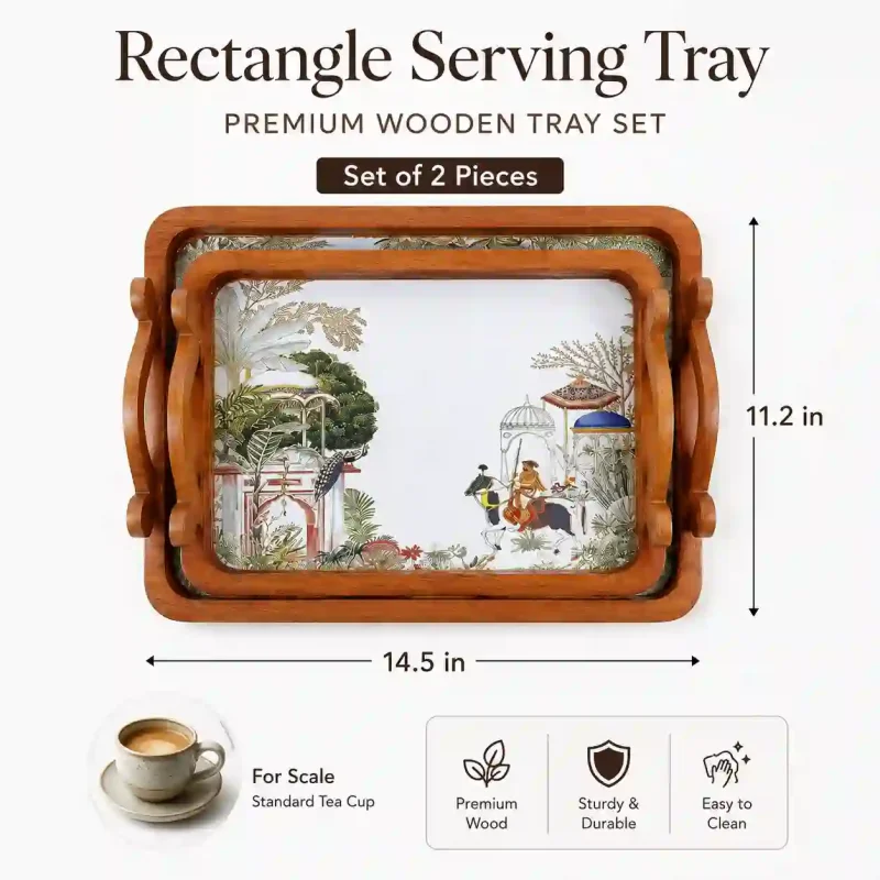 Rectangle Serving Tray 2 Pieces-Printed King (Set of 1)