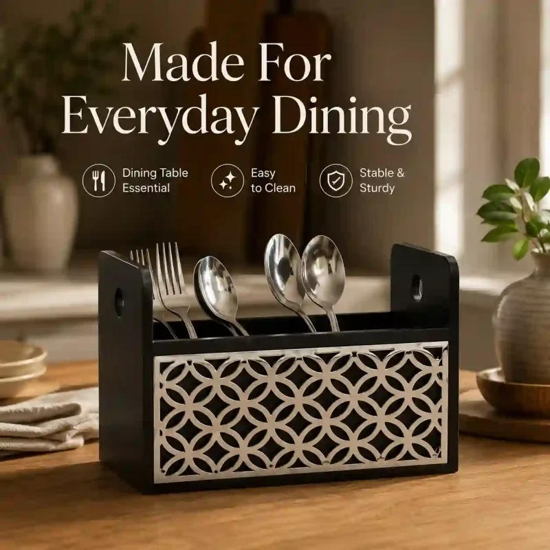 Napkin Cum Cutlery Holder With 3 Compartment (Set of 1)
