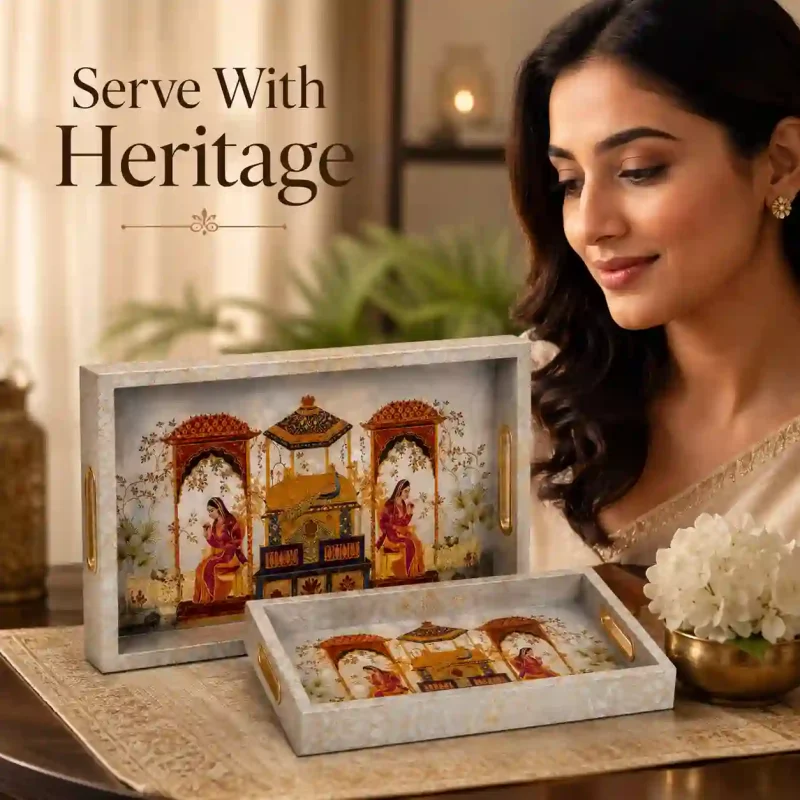 Sanskriti Serving 2 Pieces Tray - Elegant & Durable (Set of 1)