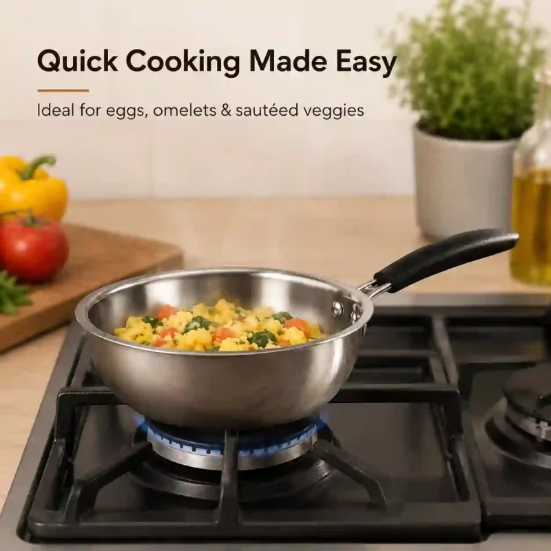 Stainless Steel Mini Frypan - Durable Frying Pan (Medium)