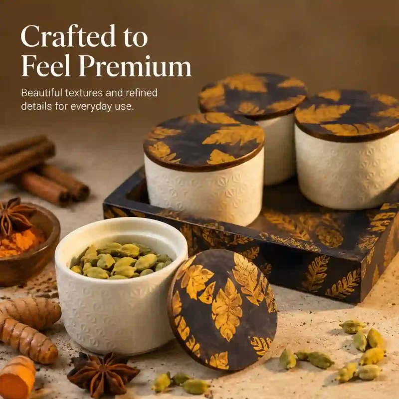 Sanskriti Ceramic 4 Pcs Jars-Spice Storage (Set of 1)