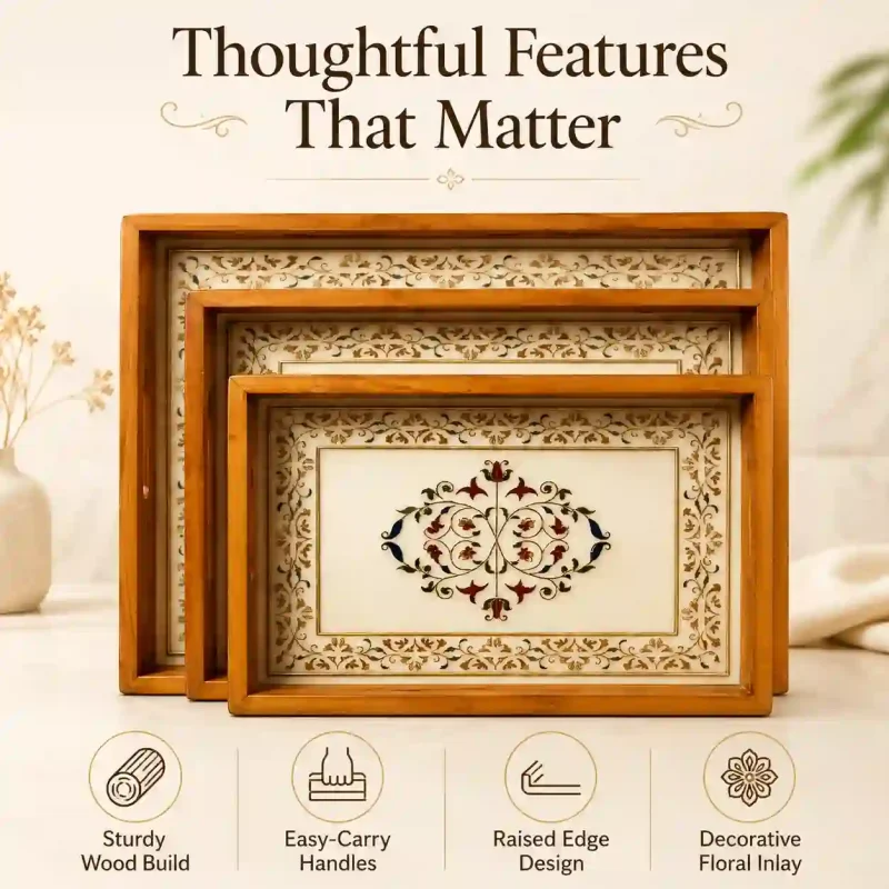 Multi-Purpose Serving Tray-3 Pieces -Wooden (Set of 1)