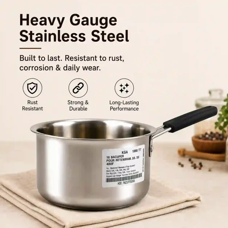Stainless Steel Saucepan No. 12 - Durable Milk Pan (Set of 1)