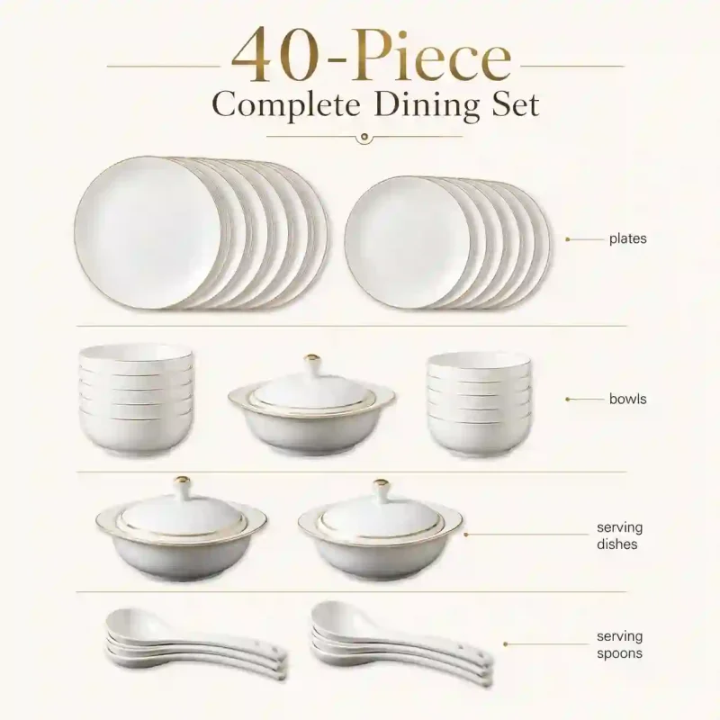Nadia Goldline Dinner Set-40 Pcs-Premium (Set of 1)