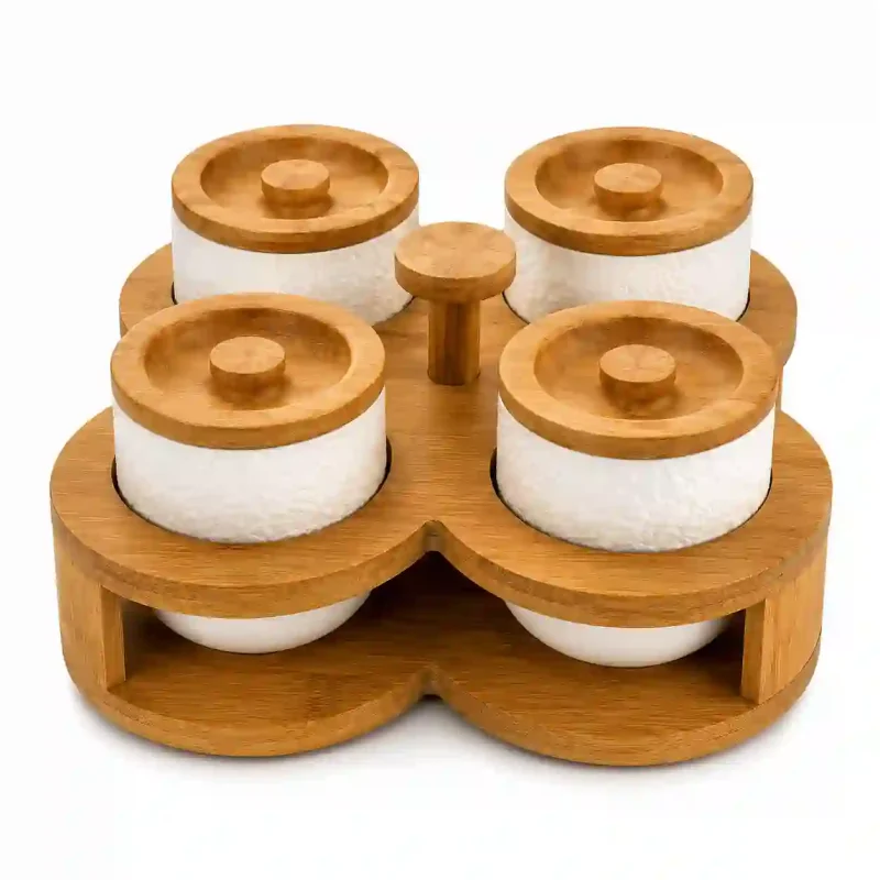 Revolving Ceramic Jar 4 Pieces-Food Storage (Set of 1)