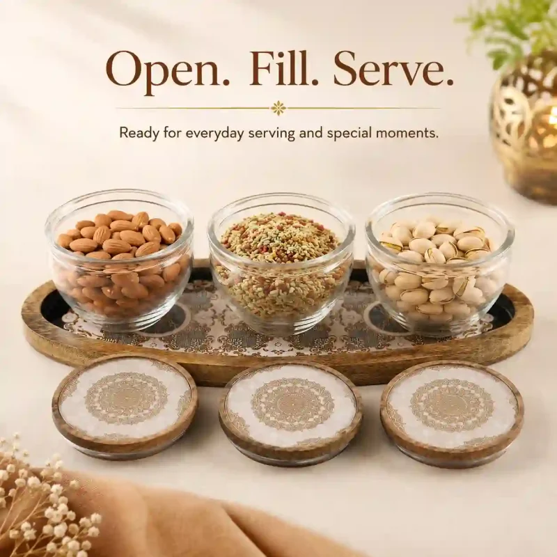 Legacy 3 Pcs Serving Set with Tray-Dining Tableware (Set of 1)