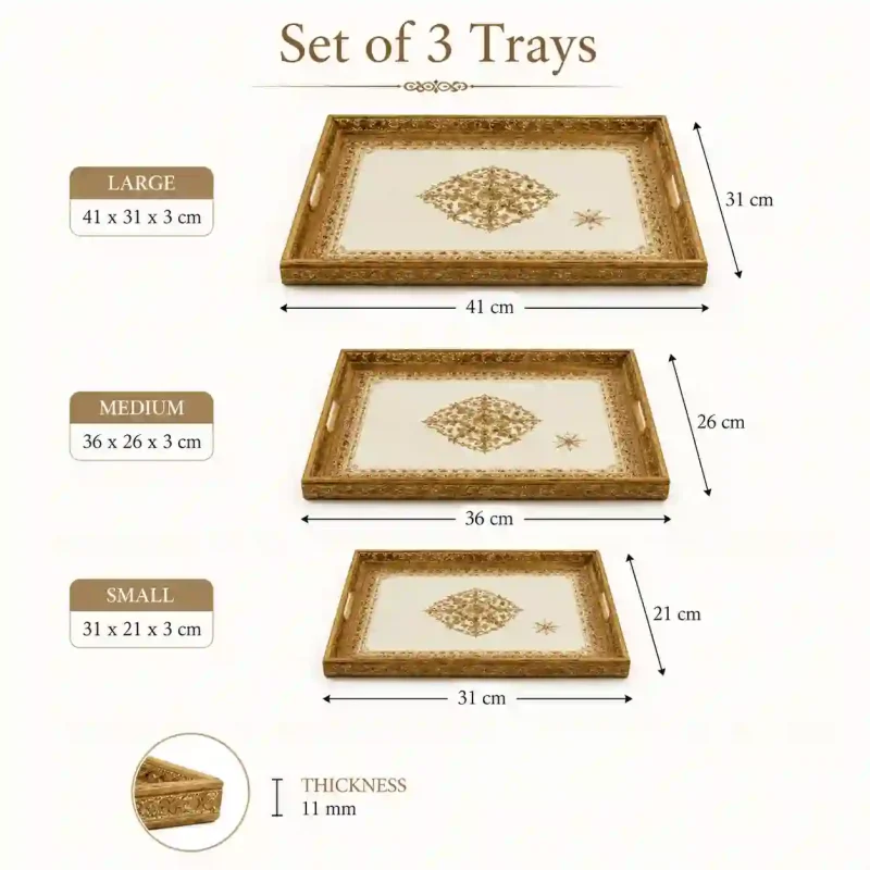 Rectangular 11mm Serving 3 Trays - Dining (Set of 1)