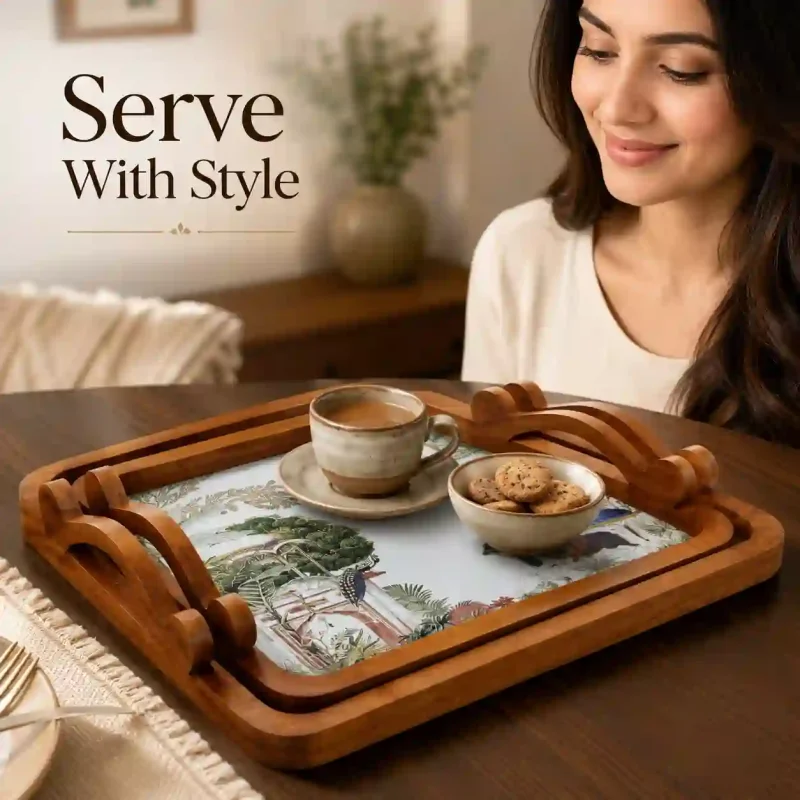Rectangle Serving Tray 2 Pieces-Printed King (Set of 1)