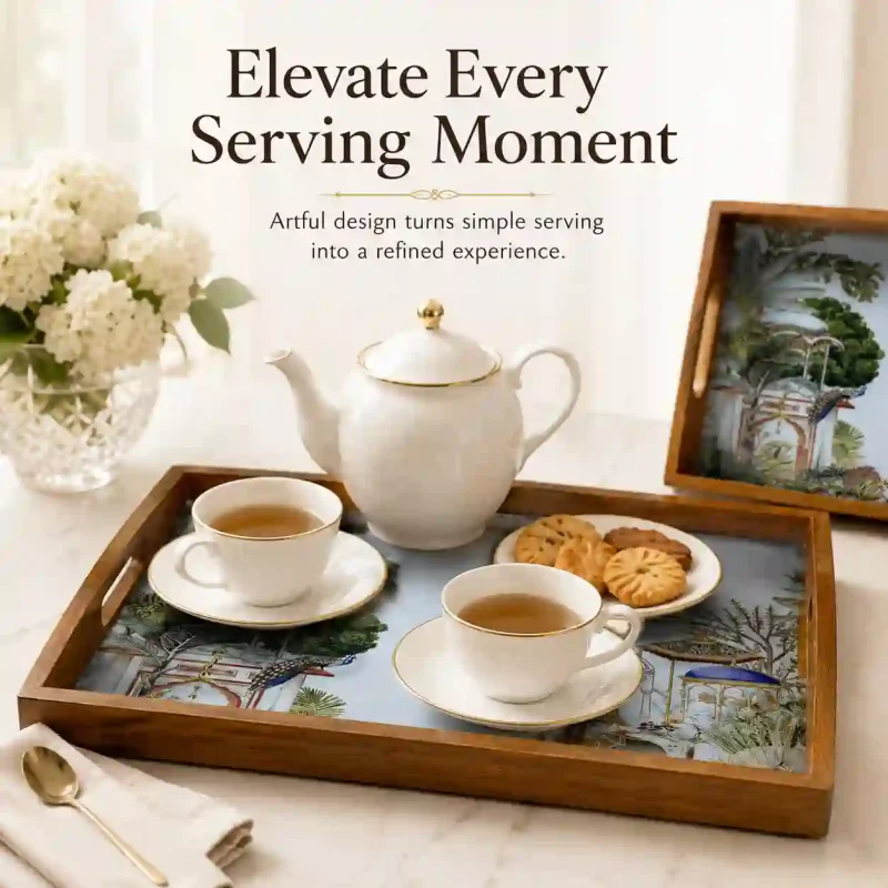 Rectangle Luxurious Tray 2 Pieces-Elegant Serving (Set of 1)