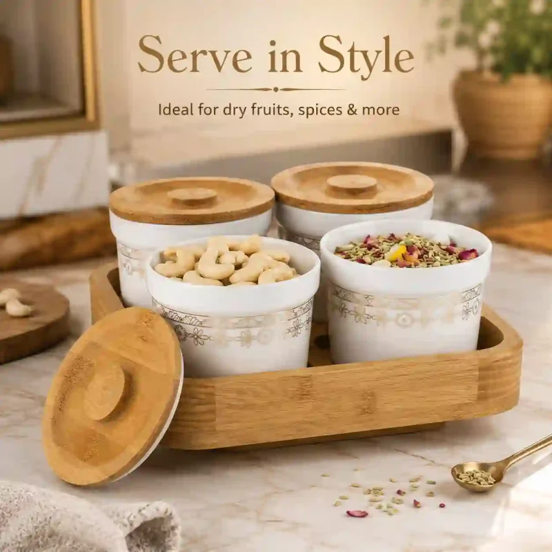 Revolving Aura Jars 4 Pieces with Tray (Set of 1)