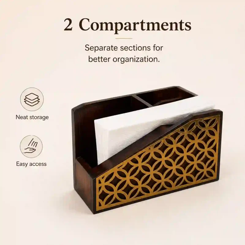 Side Cut Napkin Holder With 2 Compartment-Holder (Set of 1)
