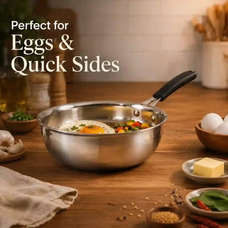 Stainless Steel Mini Frypan - Durable Egg Frying Pan (Large)