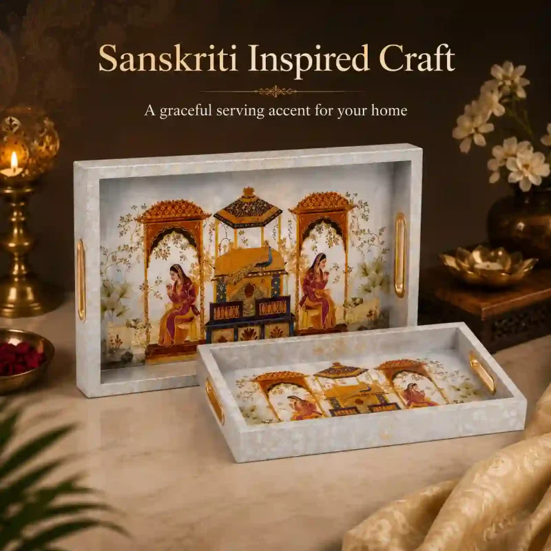 Sanskriti Serving 2 Pieces Tray - Elegant & Durable (Set of 1)