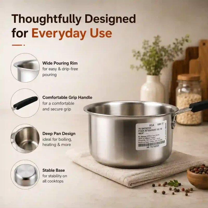 Stainless Steel Saucepan No 10-Durable Milk Pan (Set of 1)