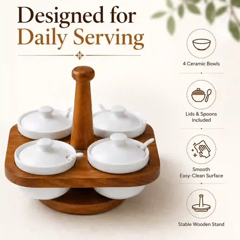 Revolving Handi-3 Pcs with Wooden Stand (Set of 1)