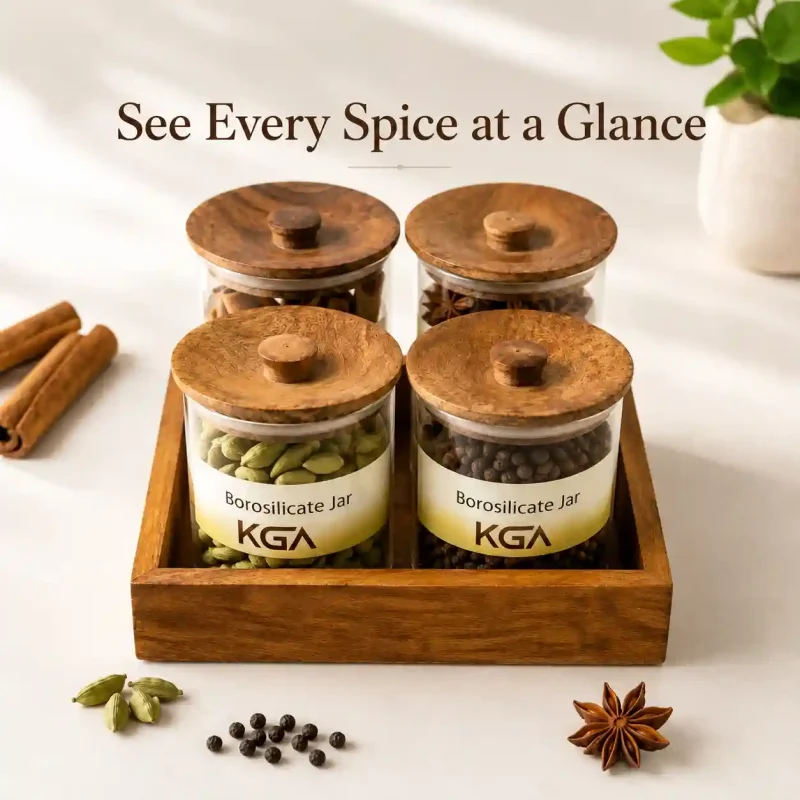 4 Premium Glass Spice Jars with Wooden Lids: Grab the Best Set