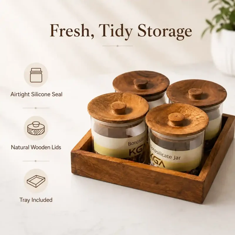 4 Premium Glass Spice Jars with Wooden Lids: Grab the Best Set