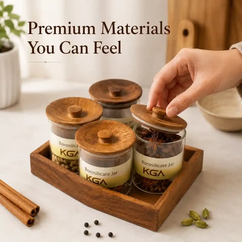 4 Premium Glass Spice Jars with Wooden Lids: Grab the Best Set
