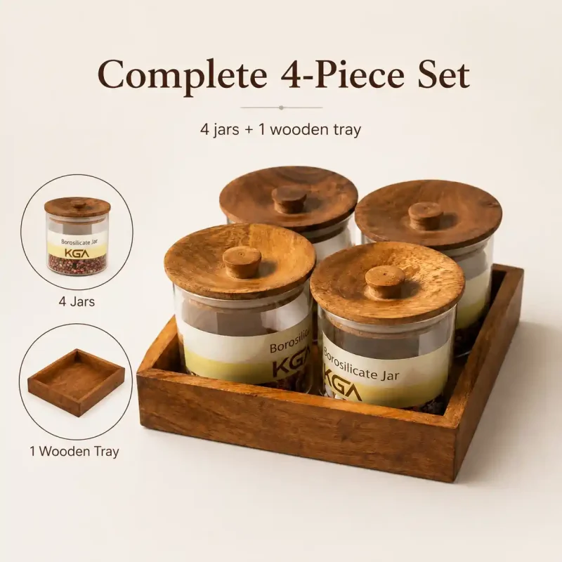 4 Premium Glass Spice Jars with Wooden Lids: Grab the Best Set