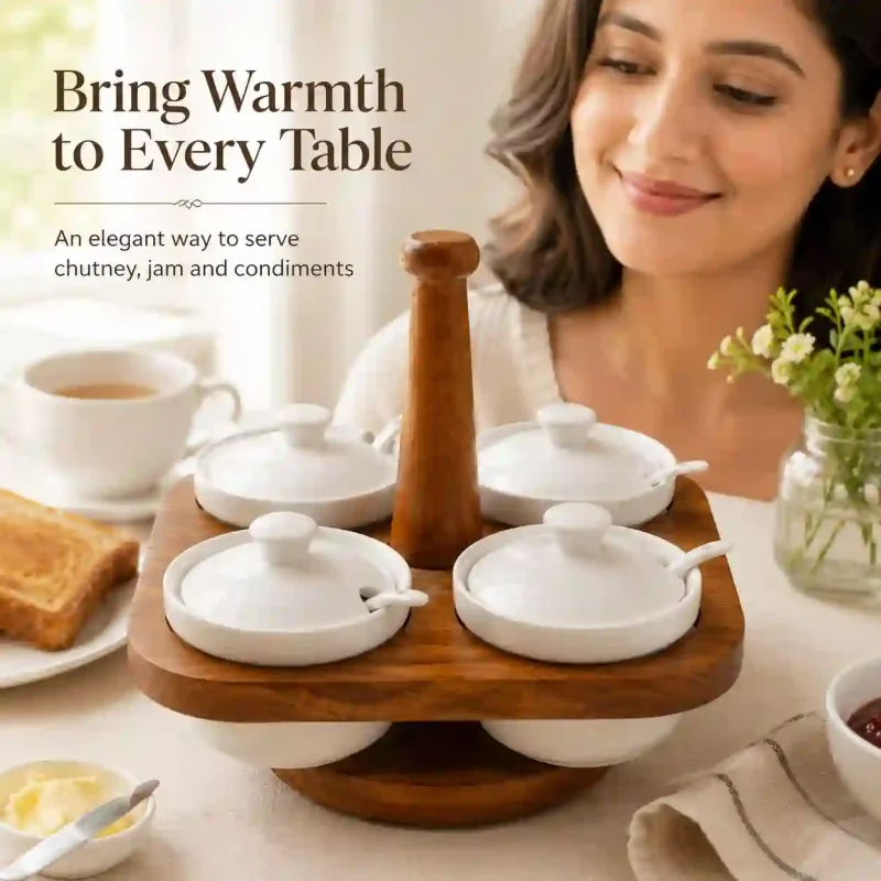 Revolving Handi-3 Pcs with Wooden Stand (Set of 1)