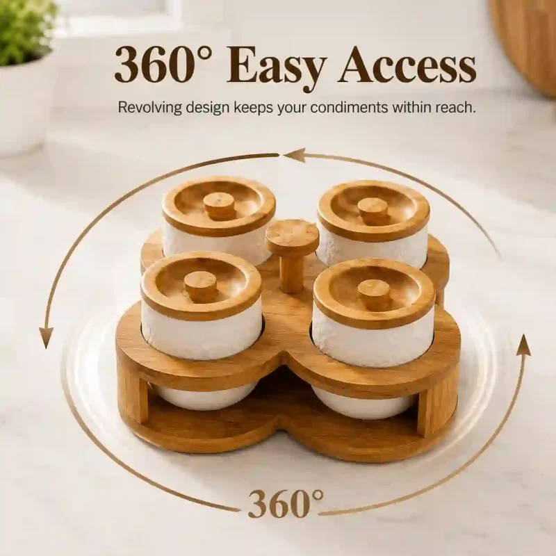 Revolving Ceramic Jar 4 Pieces-Food Storage (Set of 1)