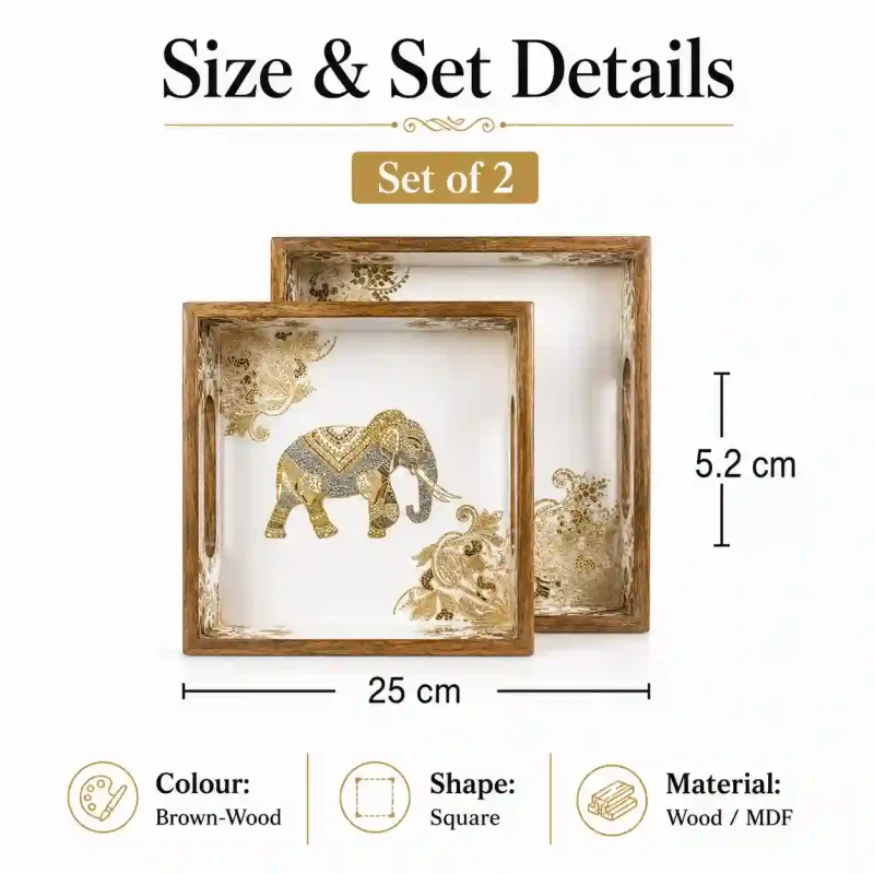Signature Rectangle 2 Pieces Tray - Elegant Serving (Set of 1)