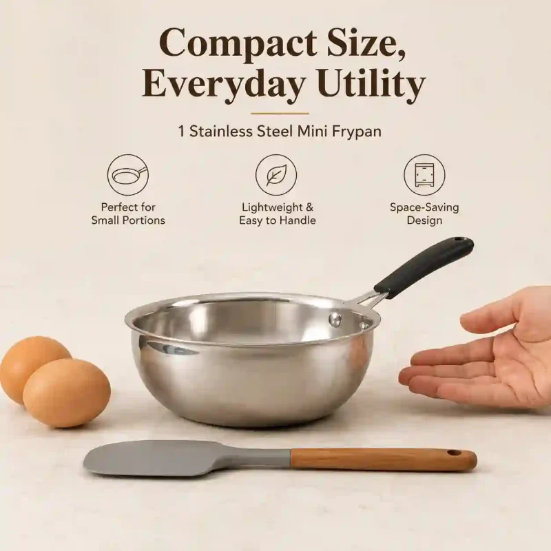Stainless Steel Mini Frypan - Durable Egg Frying Pan (Large)
