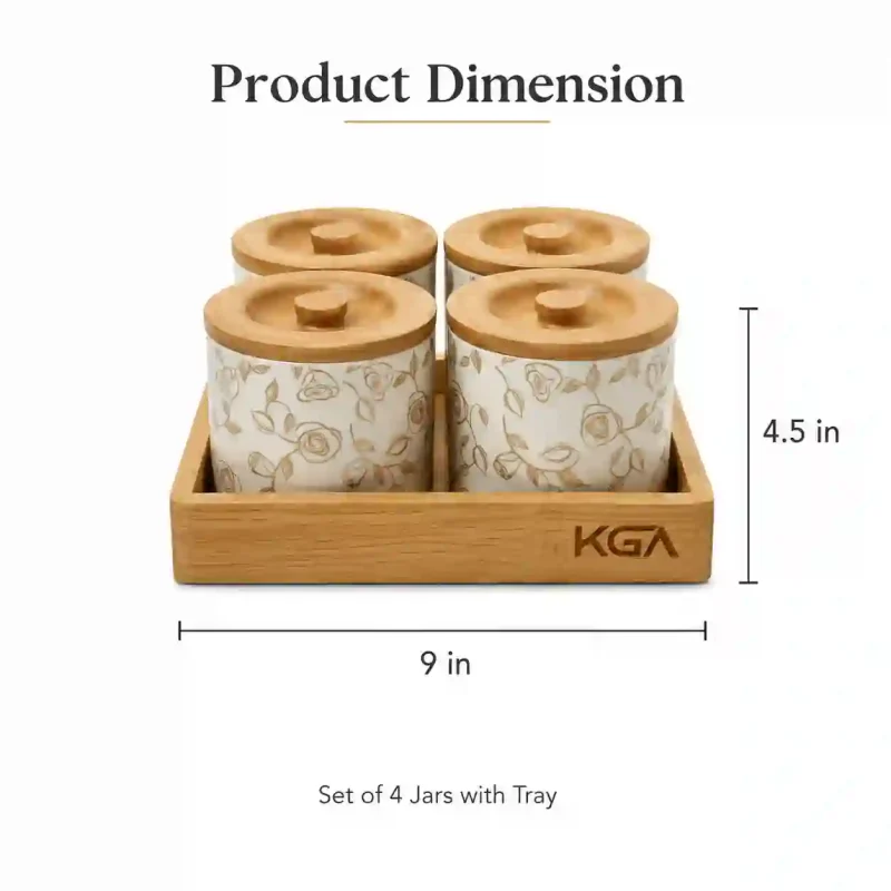 Imperio All in One Jars 4 Pieces with Tray (Set of 1)