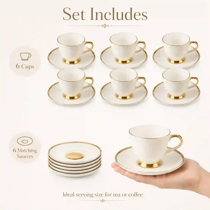 Ceramic Tea Set - 6 Pcs for Home Serving (Set of 1)