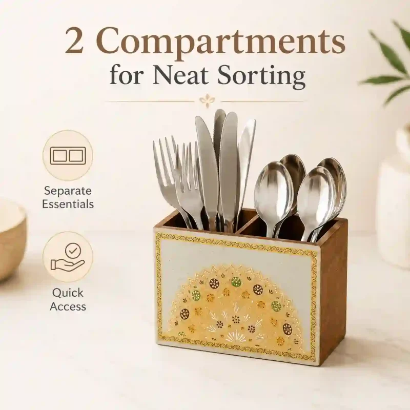 Signature Cutlery Holder With 2 Compartment - Holder (Set of 1)