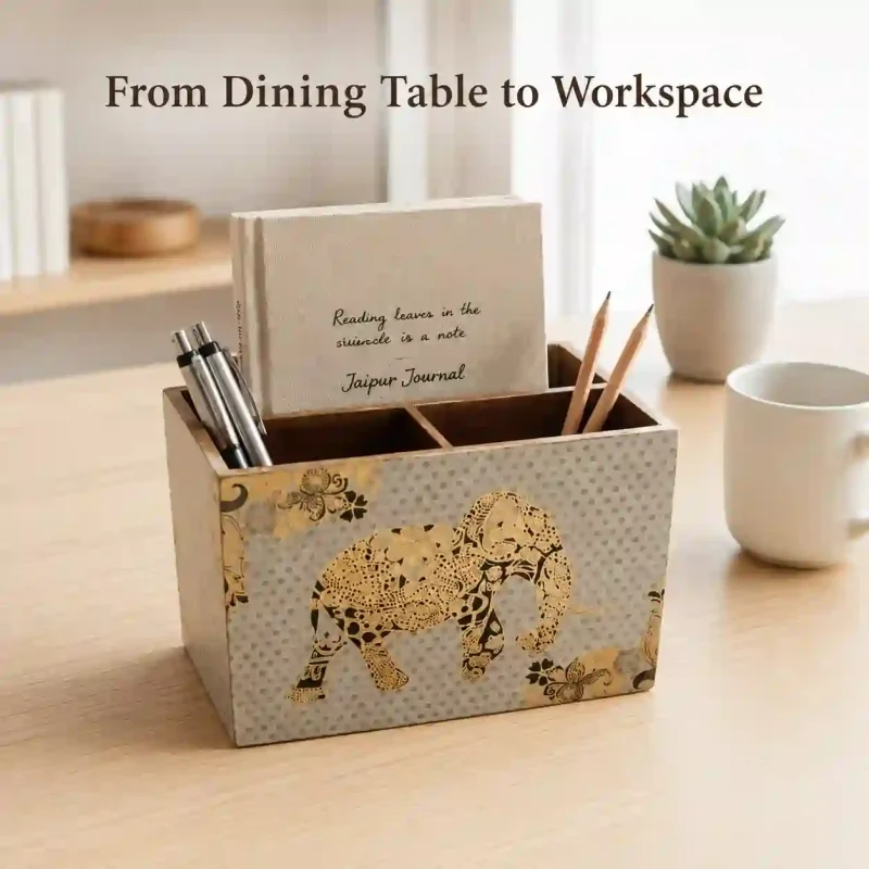 Wooden Cutlery & Napkin Holder-Dining Table (Set of 1)
