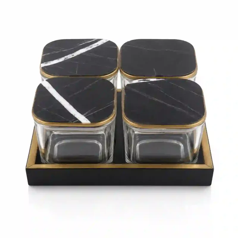 Signature Candy 4 Jars-Marble Finish (Set of 1)