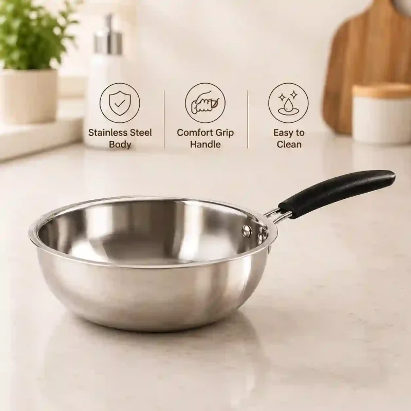 Stainless Steel Mini Frypan - Durable Frying Pan (Medium)