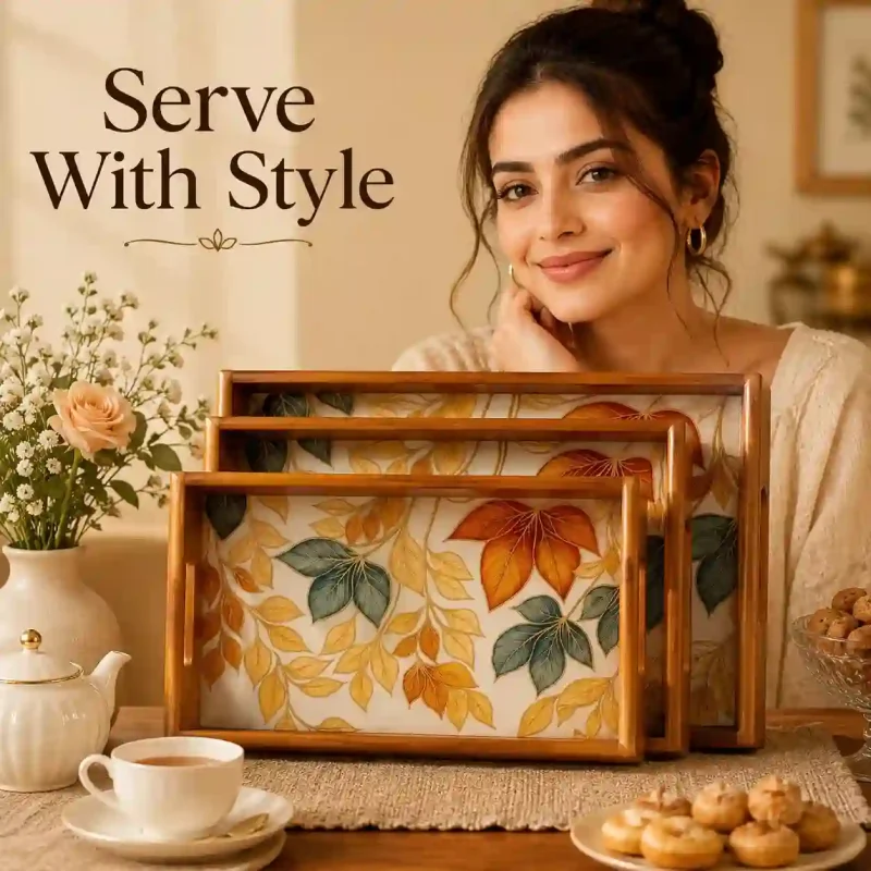 Rectangle Serving Tray 3 Pieces-Printed (Set of 1)