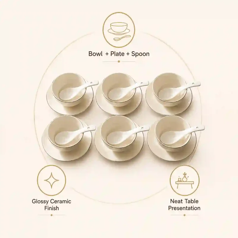 Nadia 6 Piece Bowl Set - with Plate and Spoon (Set of 1)