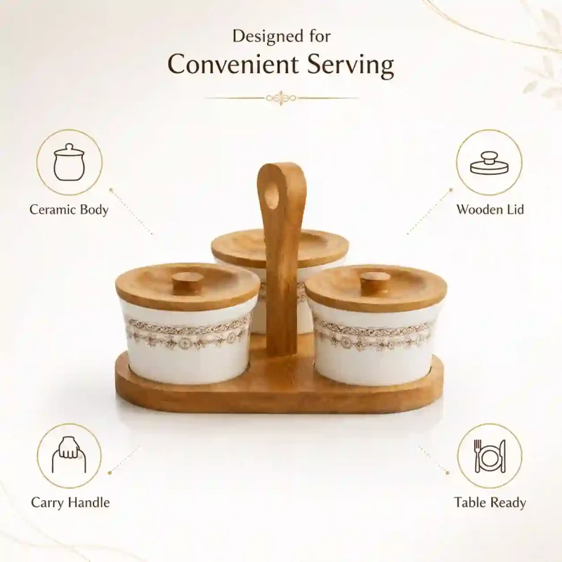 Ceramic Condiment Jar 4 Pieces with Stand-Kitchen (Set of 1)