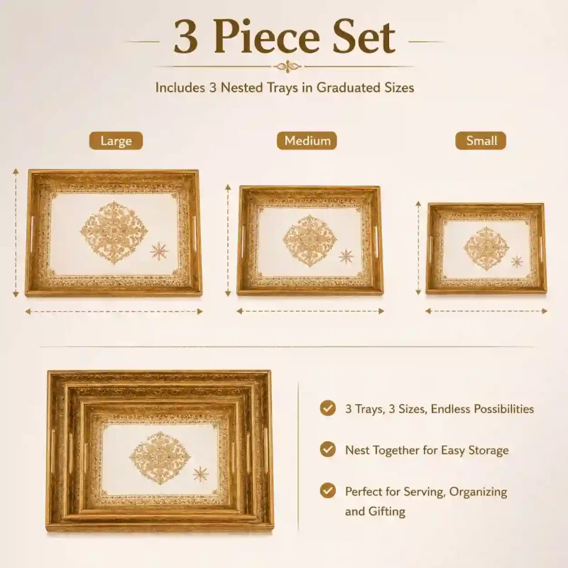Rectangular 11mm Serving 3 Trays - Dining (Set of 1)