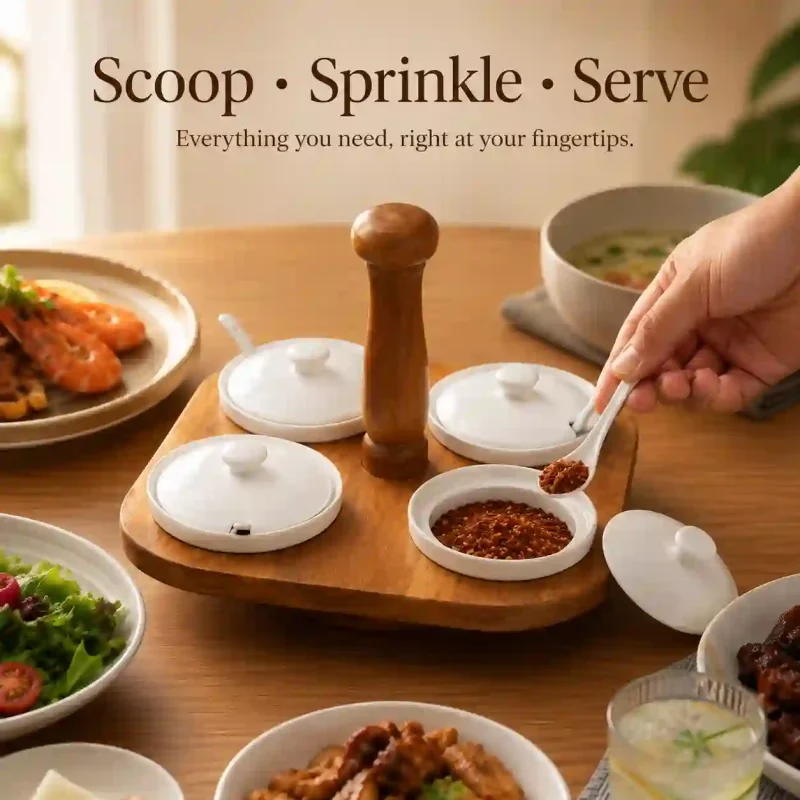 Revolving Spice 4 Jar Set-Rotating Kitchen Storage (Set of 1)
