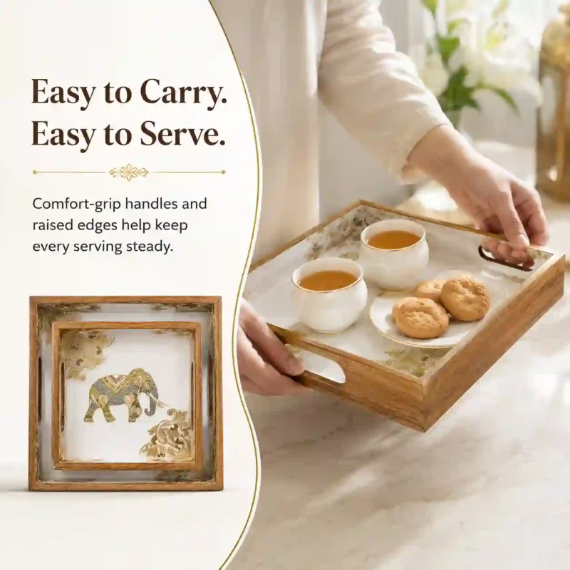 Signature Rectangle 2 Pieces Tray - Elegant Serving (Set of 1)