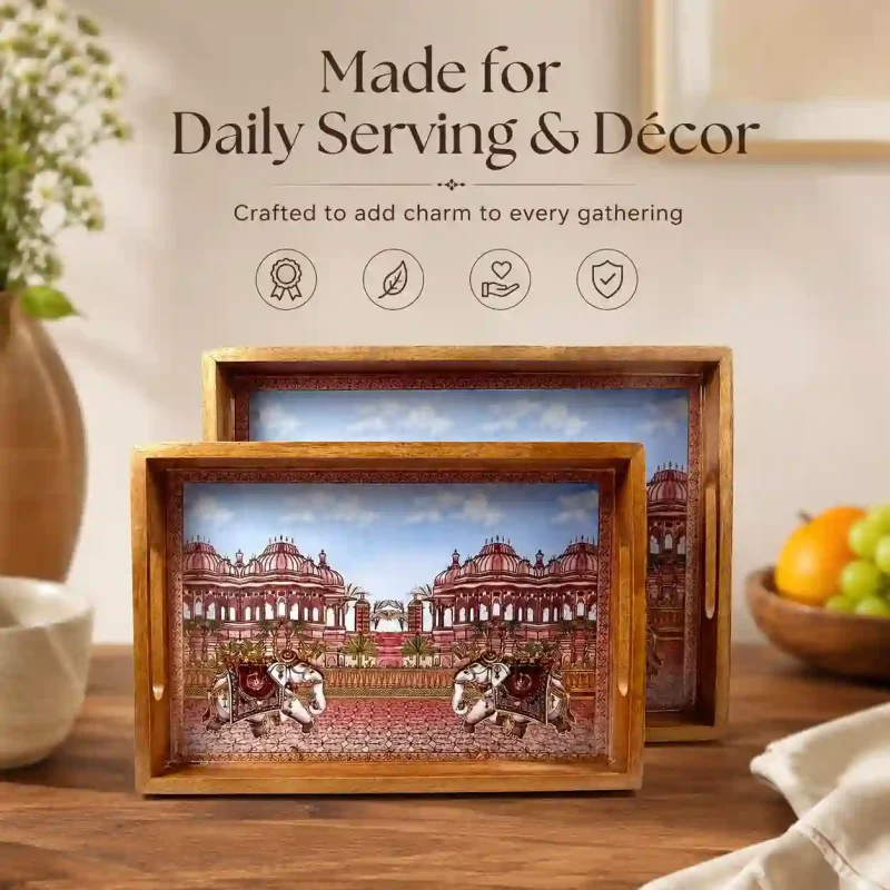 Rectangle Classic Tray 2 Pieces-Serving & Decor (Set of 1)
