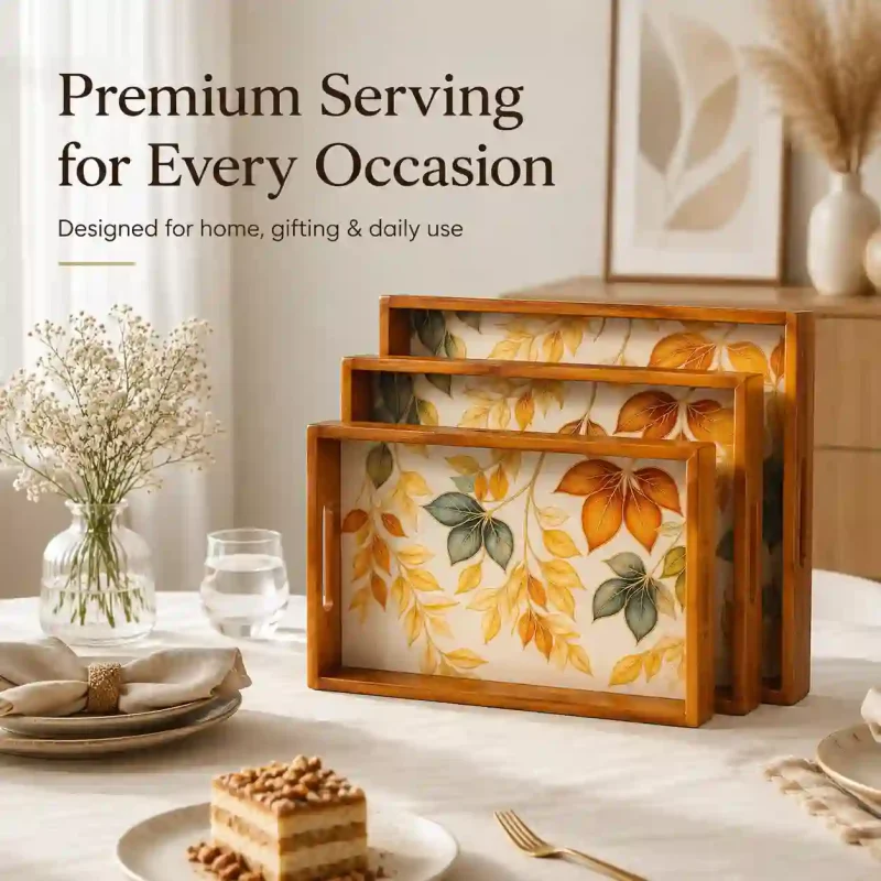 Rectangle Serving Tray 3 Pieces-Printed (Set of 1)