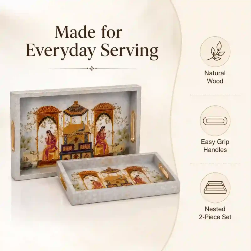 Sanskriti Serving 2 Pieces Tray - Elegant & Durable (Set of 1)