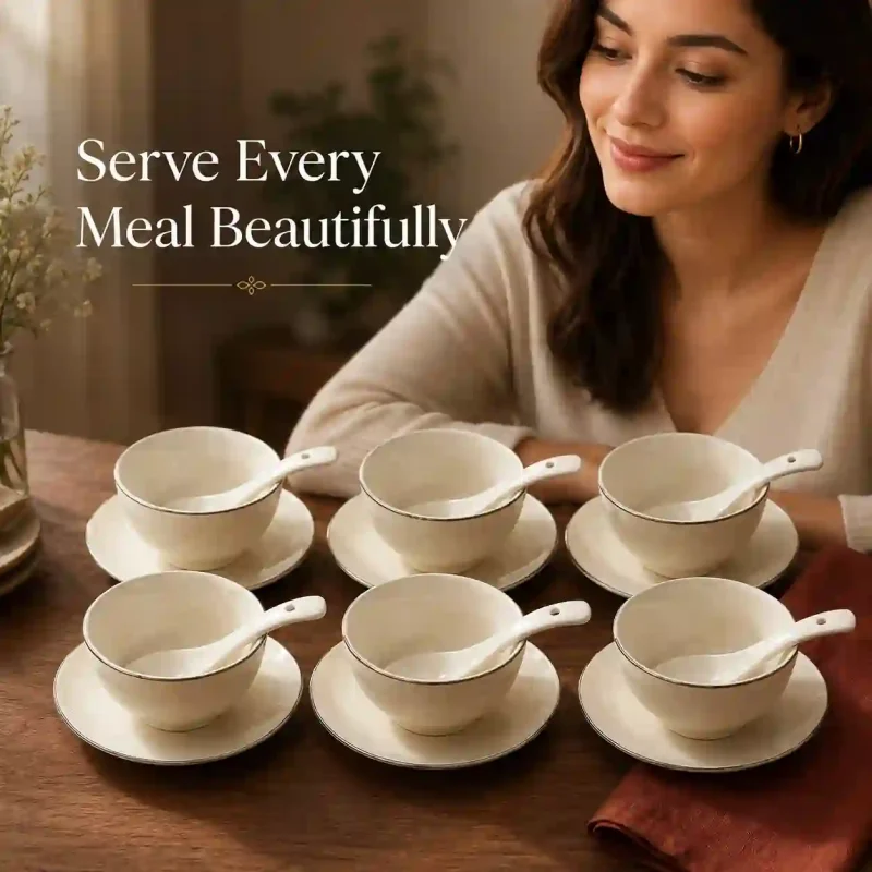 Nadia 6 Piece Bowl Set - with Plate and Spoon (Set of 1)