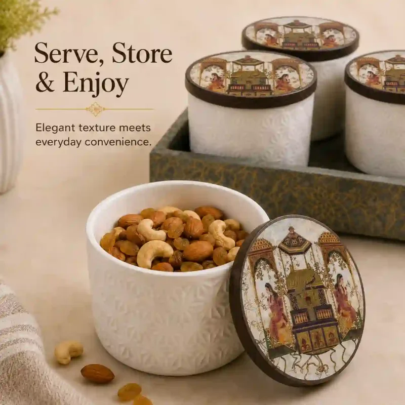 Storage Set 4 Jar - with Tray - Kitchen Decor (Set of 1)