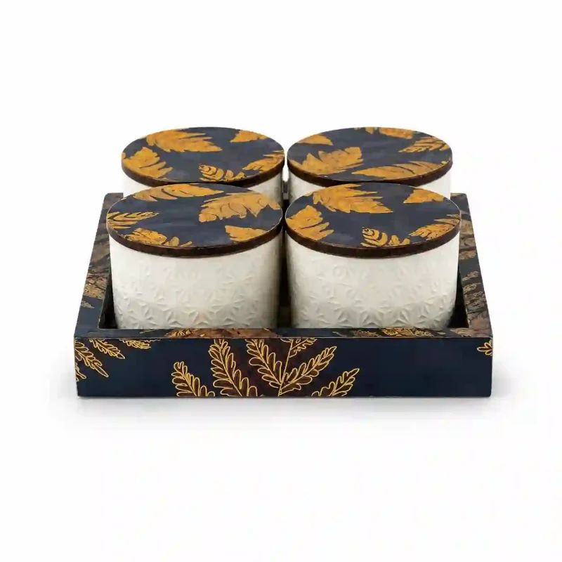 Sanskriti Ceramic 4 Pcs Jars-Spice Storage (Set of 1)